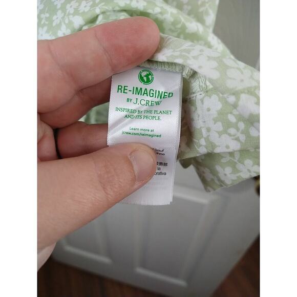 J. Crew Green White Floral Ruffle Strap Cropped Tank. Size XL - Picture 7 of 9